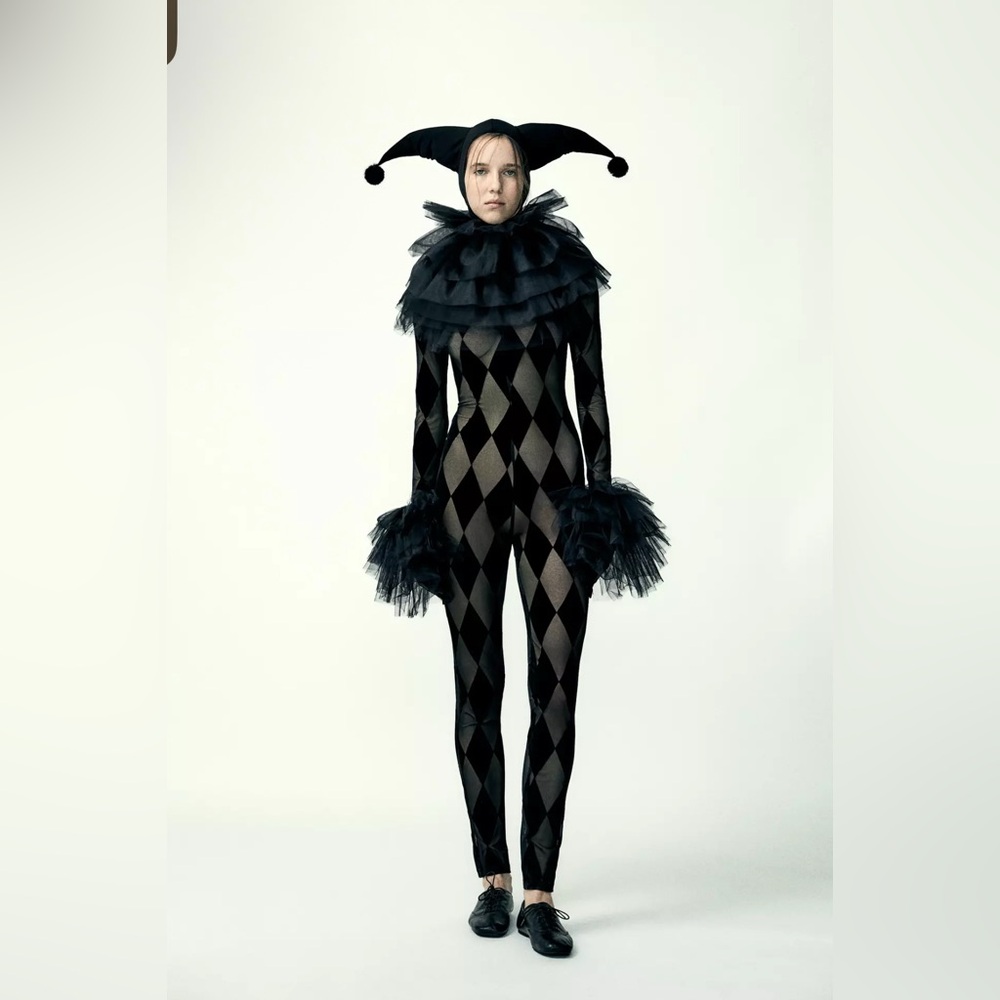 Zara long argyle tulle Halloween collection JUMPSUIT SIZE S